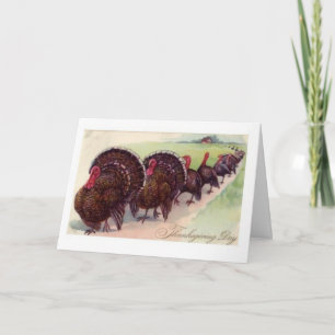Vintage Turkey Parade Thanksgiving Card