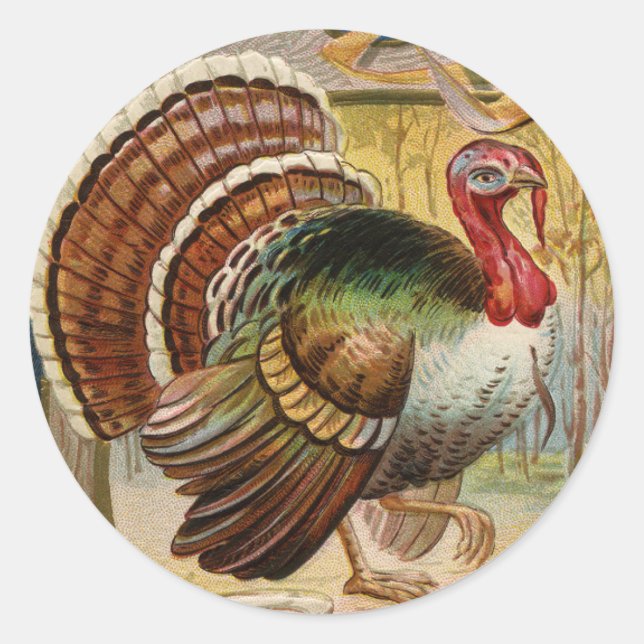 Vintage Turkey Round Sticker (Front)