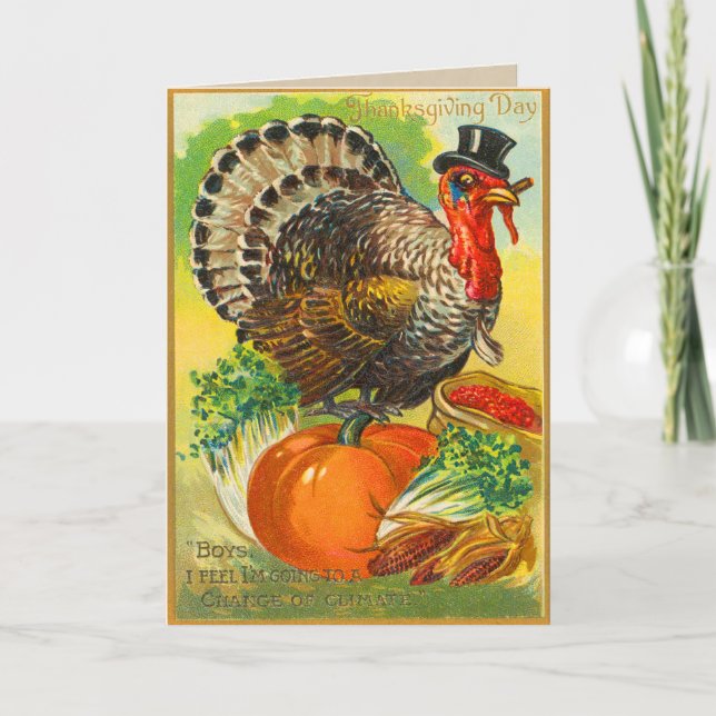 Vintage Turkey Thanksgiving Card (Front)