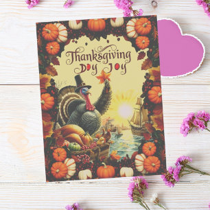 Vintage Turkey Thanksgiving Day Joy Holiday Postcard