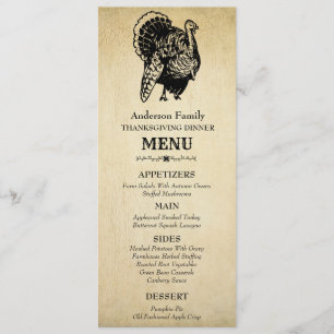 Vintage Turkey Thanksgiving Dinner Menu