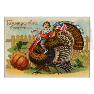 Vintage Turkey Thanksgiving Greeting Card