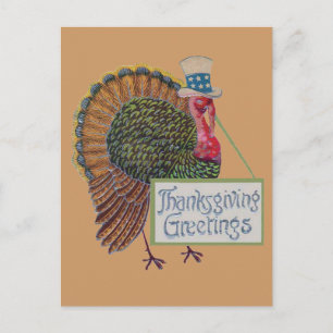 Vintage Turkey Thanksgiving Greetings Holiday Postcard