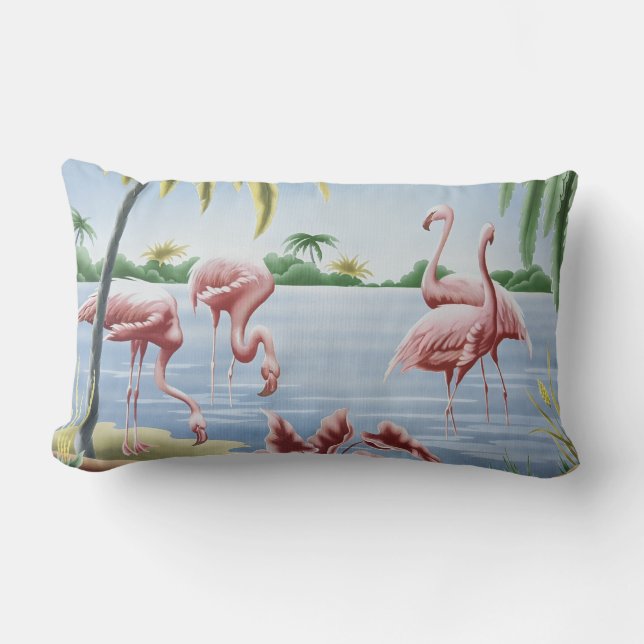 Vintage Turner Flamingo Lumbar Throw Pillow (Front)