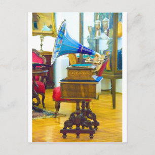 vintage turntable postcard