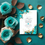 Vintage Turquoise and Gold Shabby Wedding Invitation<br><div class="desc">Turquoise - teal and gold shabby-chic watercolor roses wedding invitation with elegant handwriting typography.</div>