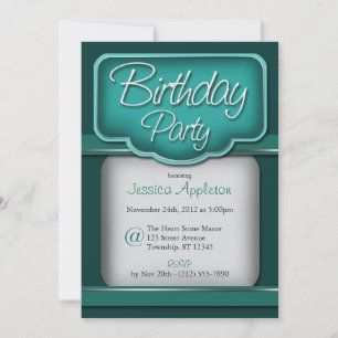 Vintage Turquoise : Birthday Party Invitations