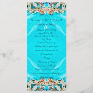 vintage turquoise bohemian wedding programs programme
