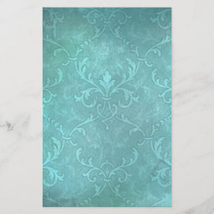 Vintage turquoise damask stationery