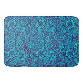 Vintage turquoise dark purple floral pattern bath mat