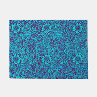 Vintage turquoise dark purple floral pattern doormat