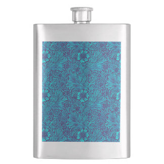Vintage turquoise dark purple floral pattern hip flask