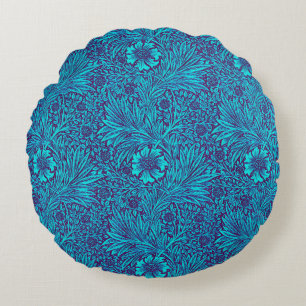 Vintage turquoise dark purple floral pattern round cushion