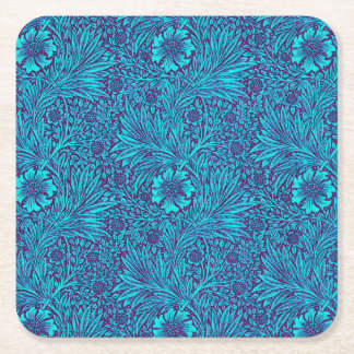 Vintage turquoise dark purple floral pattern square paper coaster
