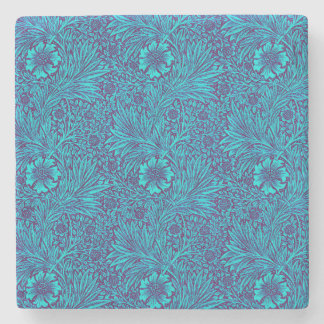 Vintage turquoise dark purple floral pattern stone coaster