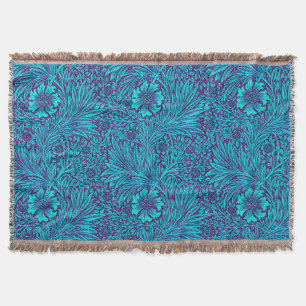 Vintage turquoise dark purple floral pattern throw blanket