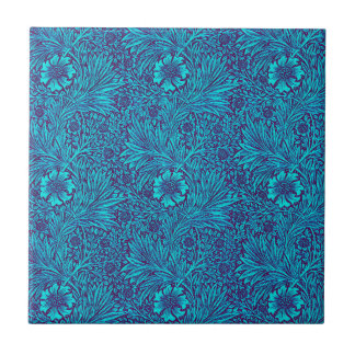 Vintage turquoise dark purple floral pattern tile
