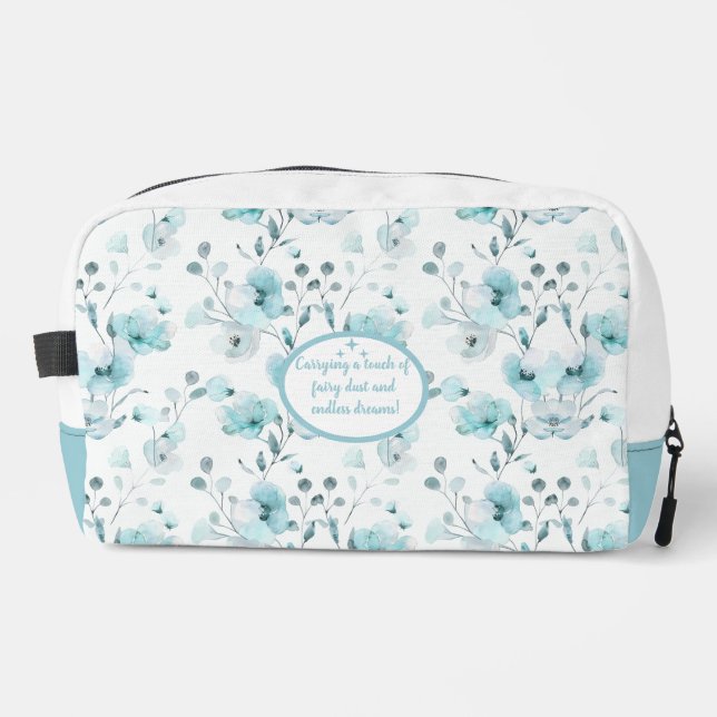 Vintage Turquoise Floral Pattern Dopp Kit (Front)