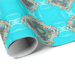 vintage turquoise pattern bohemian wedding favour wrapping paper<br><div class="desc">vintage teal turquoise pattern bohemian wedding invitations,  turquoise wedding favours,  boho chic bridal shower invitations .</div>