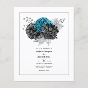 Vintage Turquoise - Teal Black and Silver Floral Flyer