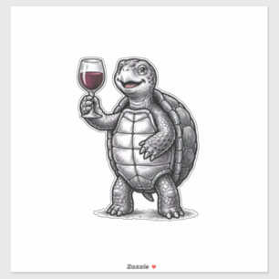 Vintage Turtle Holding Wine Glass Shirt Design_1