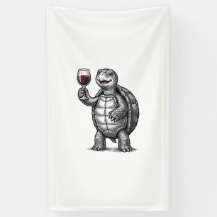 Vintage Turtle Holding Wine Glass Shirt Design_1 Banner