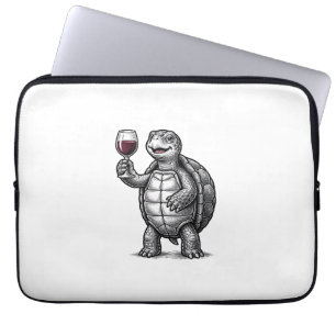 Vintage Turtle Holding Wine Glass Shirt Design_1 Laptop Sleeve