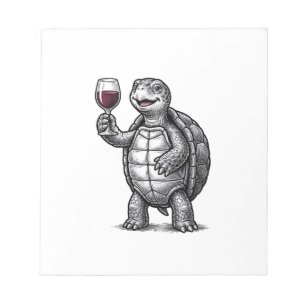 Vintage Turtle Holding Wine Glass Shirt Design_1 Notepad