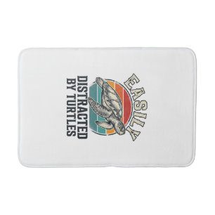 Vintage Turtle Lover Easily Distracted by Turtles  Bath Mat