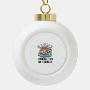 Vintage Turtle Lover Easily Distracted by Turtles  Ceramic Ball Christmas Ornament