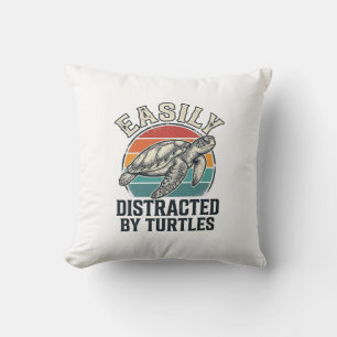 Vintage Turtle Lover Easily Distracted by Turtles  Cushion