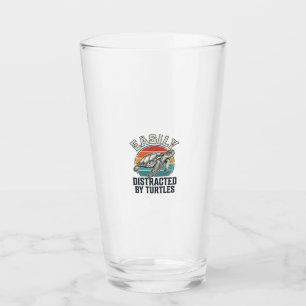 Vintage Turtle Lover Easily Distracted by Turtles  Glass