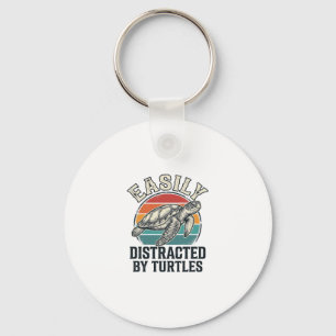 Vintage Turtle Lover Easily Distracted by Turtles Key Ring