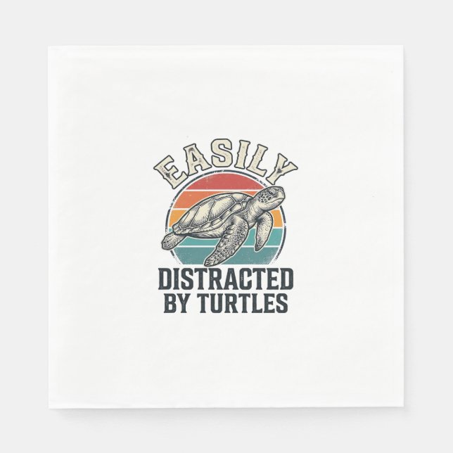 Vintage Turtle Lover Easily Distracted by Turtles  Napkin (Front)