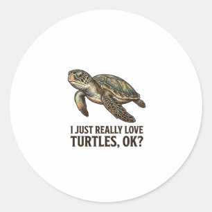 Vintage Turtle Lover Funny Sea Turtle Shirt_1 Classic Round Sticker