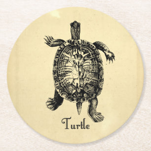VINTAGE TURTLE ROUND PAPER COASTER