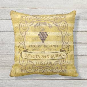 VINTAGE Tuscan Cabernet Wine Label Outdoor Pillow