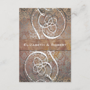 Vintage Tuscan Damask Elegant RSVP Cards