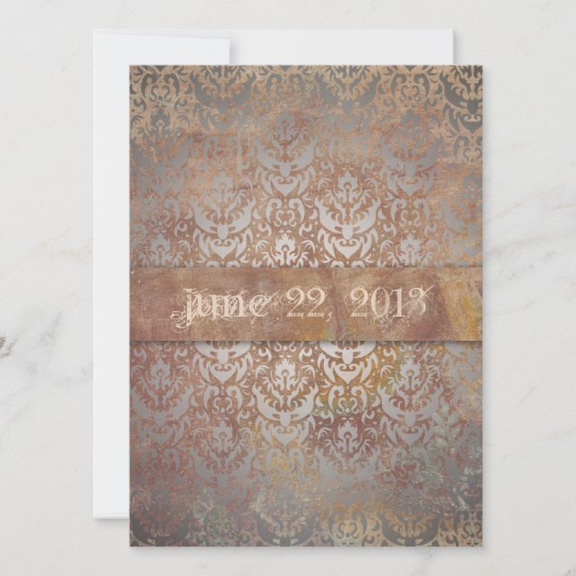 Vintage Tuscan Damask Italian Elegance Save The Date (Front)