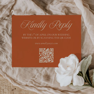 Vintage Tuscan Garden Wedding QR Code RSVP Card