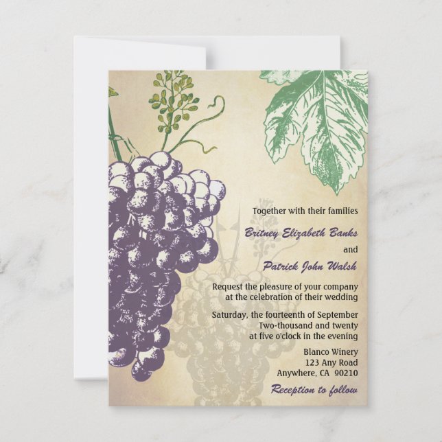 Vintage Tuscan Winery Vineyard Wedding Invitations (Front)