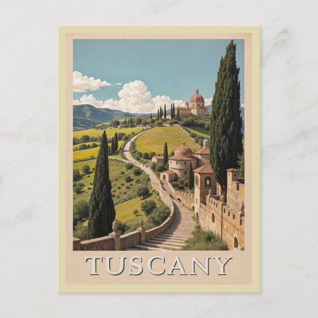 Vintage Tuscany Italy Italian Villa Retro Travel Postcard (Front)