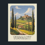 Vintage Tuscany Italy Villa Countryside Travel Postcard<br><div class="desc">Anyone would love to receive this vintage postcard featuring a retro illustration of an Italian villa in the countryside of Tuscany,  Italy!</div>