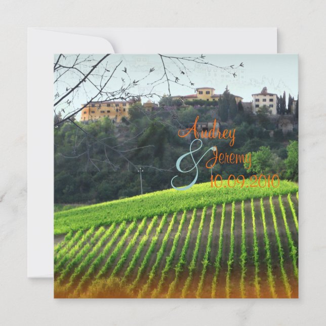 Vintage, Tuscany Vinyard/destination wedding Invitation (Front)