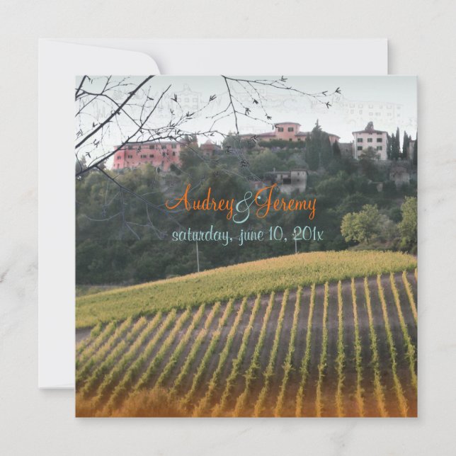 Vintage, Tuscany Vinyard/destination wedding Invitation (Front)