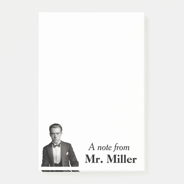 Vintage Tuxedo Gent Personalised Post-it Notes (Front)