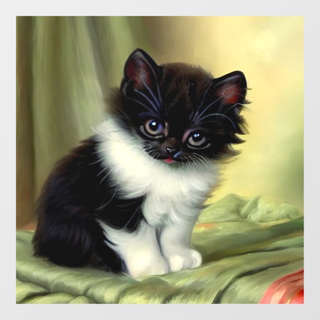 Vintage Tuxedo Kitten Illustration (Sheet)