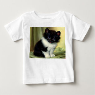 Vintage Tuxedo Kitten Illustration Baby T-Shirt