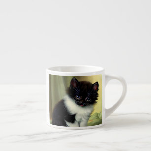 Vintage Tuxedo Kitten Illustration Espresso Cup