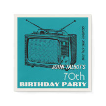 Vintage TV 70th Birthday Party Paper Napkin